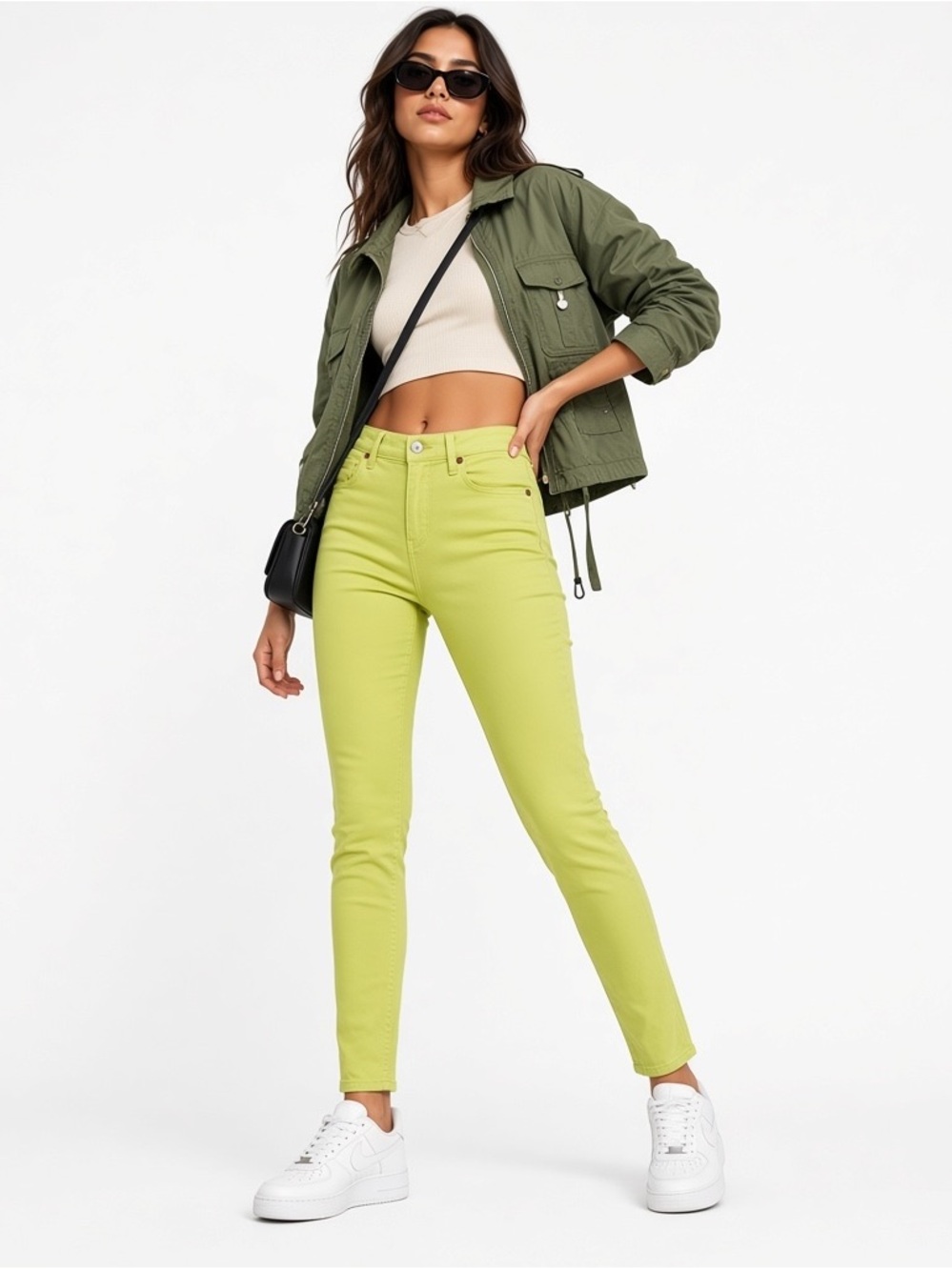 Citizens of Humanity Jeans Women Rocket Crop High Rise Skinny Neon Yellow 28